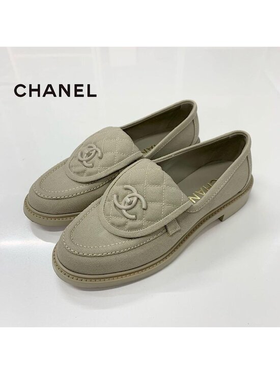 Chanel Shoes - ★SOLD★ Chanel CC Logo Fabric Turnlock Loafers Beige